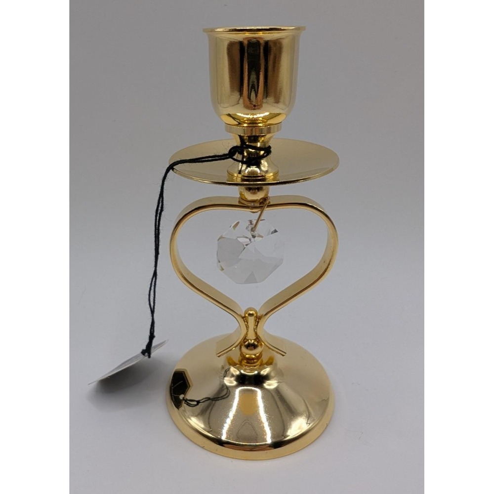 Crystal Temptations 24K Gold Plated Candlestick Swarovski Crystal Vintage